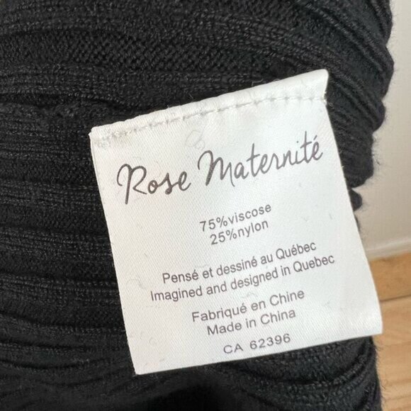 Rose Maternite Medium Maternity Pregnancy Stretch Black Midi Dress Ribbed - Picture 3 of 9